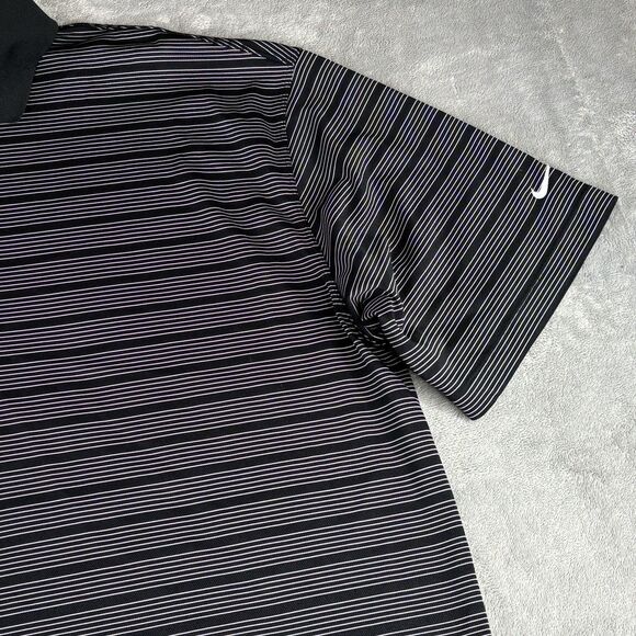 Nike Golf Polo Shirt Mens 2XL Black White Stripe Dri Fit Dry 274038-010 - Picture 6 of 13